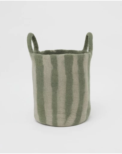 Phile - Toy Basket in Green Stripe - Large