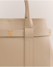 Trenery - Kalin Leather Small Tote in Tahini