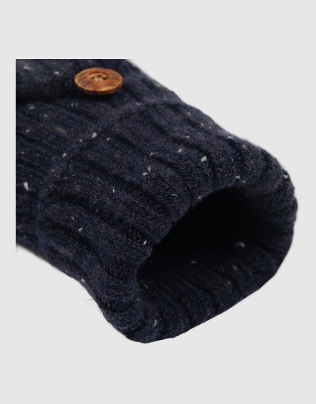 DENTS - Ribbed Knit Fingerless Gloves with Mitten Flap