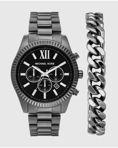 Michael Kors - Lexington Gunmetal Chronograph Watch Set