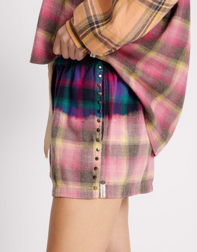 ONE TEASPOON - Bleached Flannel Studded Boxer Shorts