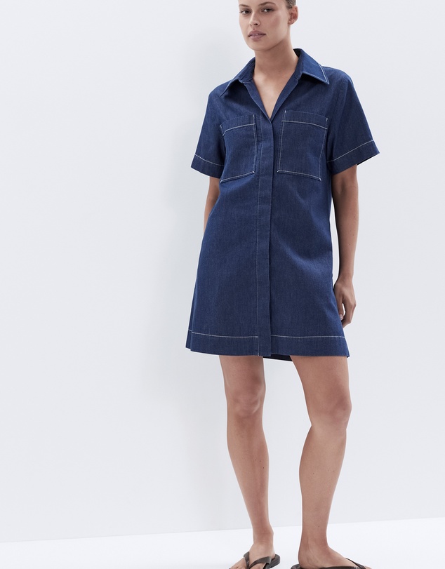 UNISON - Collared Denim Utility Dress