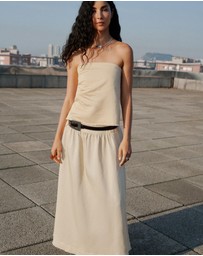 M.N.G - Strapless Linen Blend Top