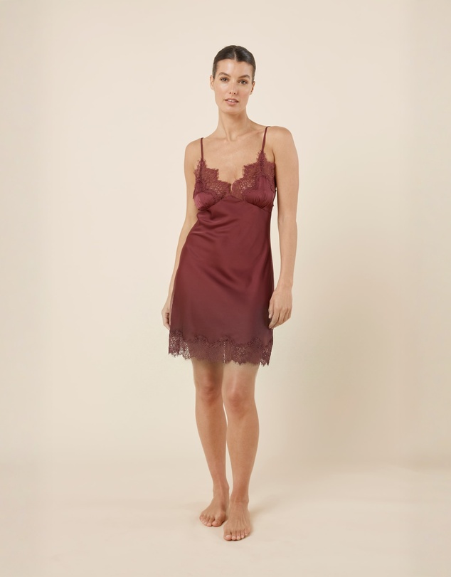 Gingerlilly - Azalia Silky Satin Short Chemise