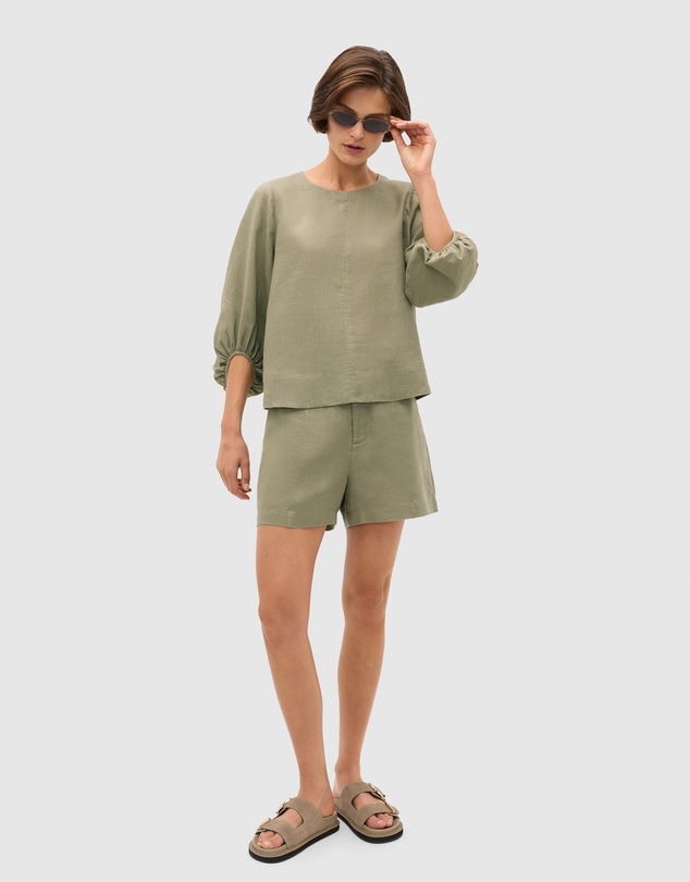 Seed Heritage - Core Linen Balloon Sleeve Top