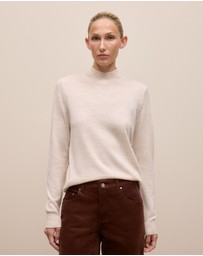 Trenery - Merino Mock Neck in Oat Marle