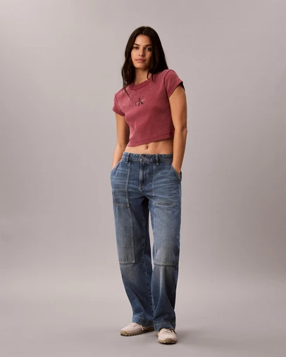 Calvin Klein Jeans - Monologo Rib Acid Wash Baby Tee