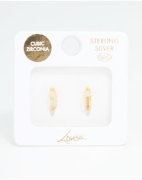 Lovisa - Gold Plated Sterling Silver Cubic Zirconia Double Hoop Earrings
