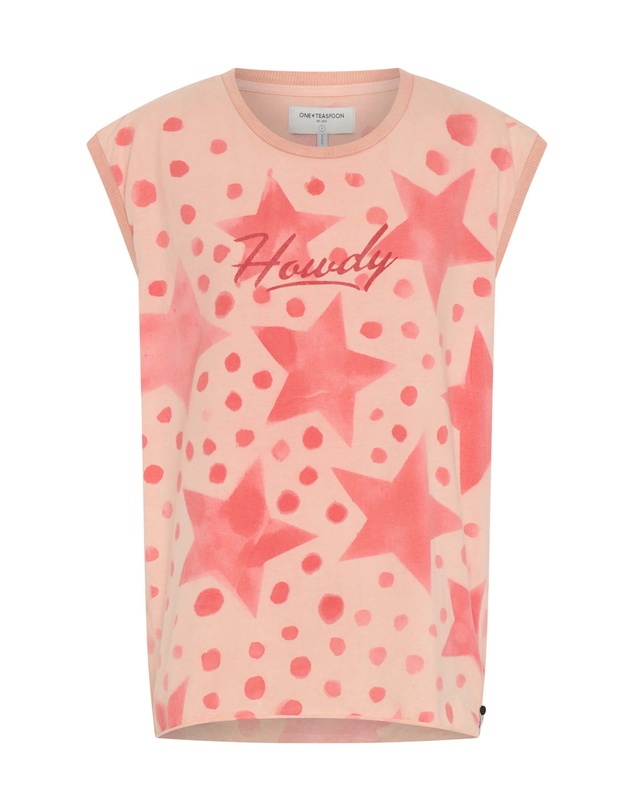 ONE TEASPOON - Polka Star Hand Sprayed Howdy Unisex Tank Top - Peach