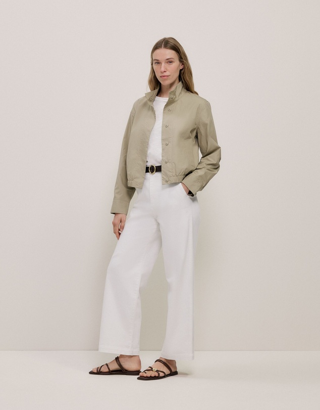Trenery - Australian Cotton Blend Denim High Rise Tailored Pant in White