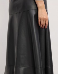 The Fated - Cam Leather Look Midi Skirt