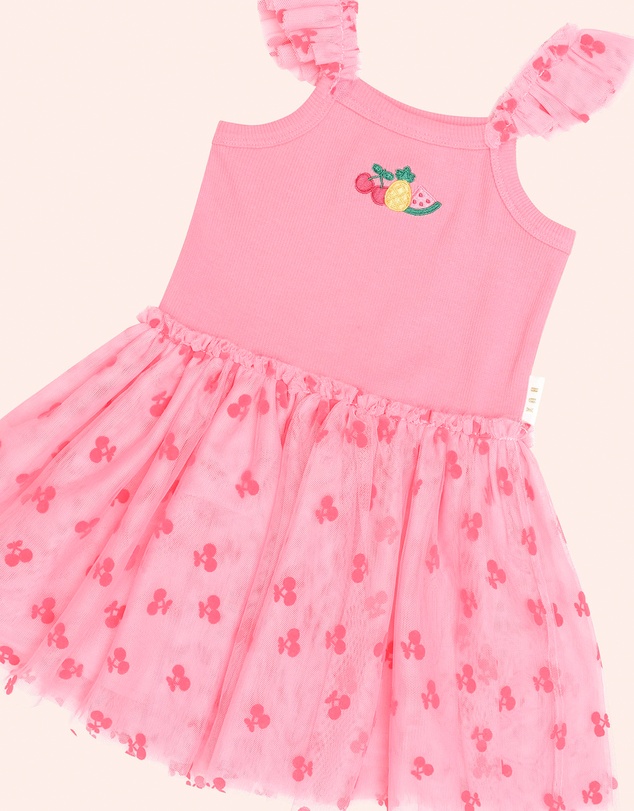 Huxbaby - Tropical Fruit Embroidered Sleeveless Tulle Dress - Babies-Kids