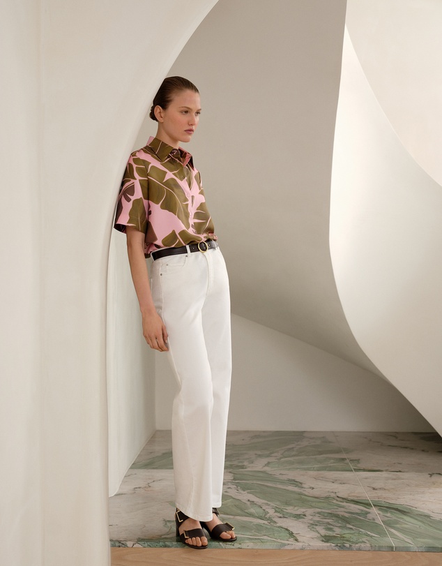 Trenery - Solara Silk Short Sleeve Shirt in Primrose