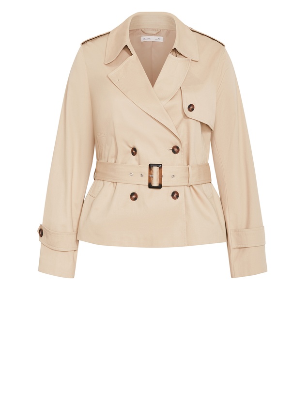City Chic - Plus size Leah Crop Trench - taupe