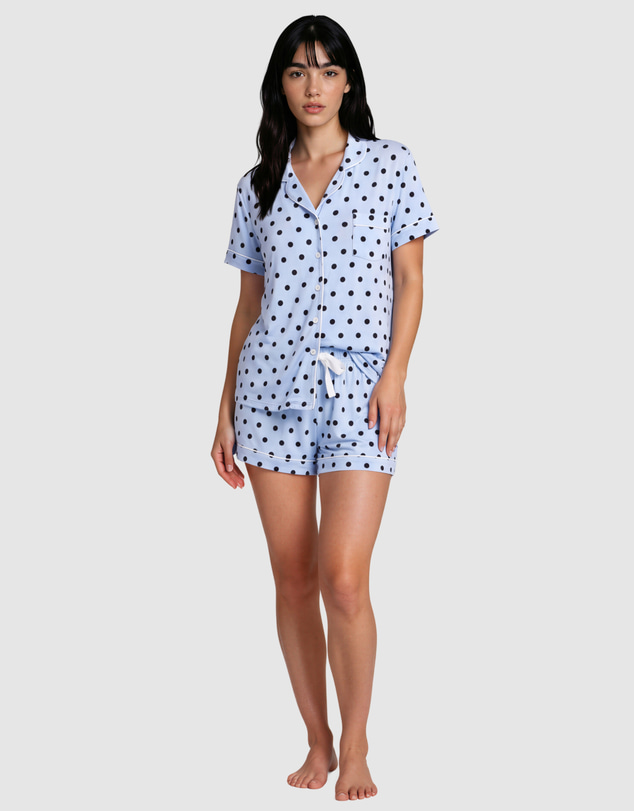 Sant And Abel - Women's Spotty Blue Bamboo Short PJ Set