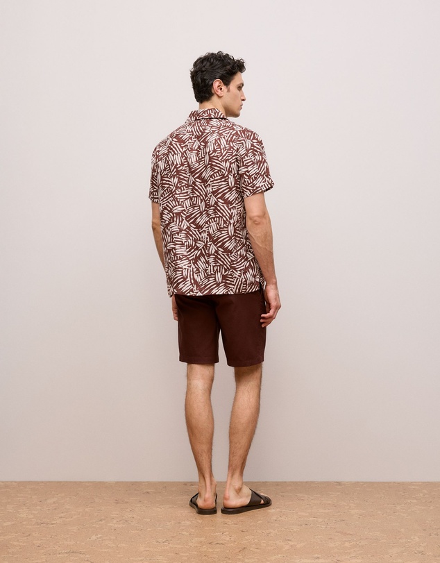 Trenery - Etch Linen Camp Shirt in Deep Red