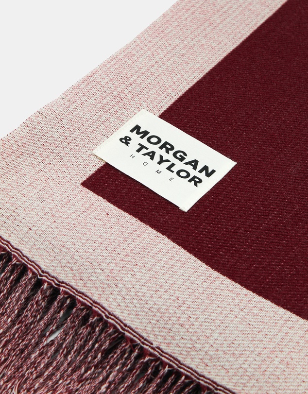 Morgan & Taylor - Willow Throw Blanket in Beige and Burgundy Red