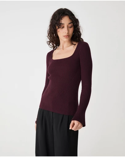 Forcast - Zahlia Square Neck Rib Knit