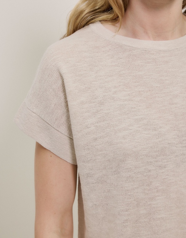 Trenery - Linen Cotton Relaxed Knit T-shirt in Stone