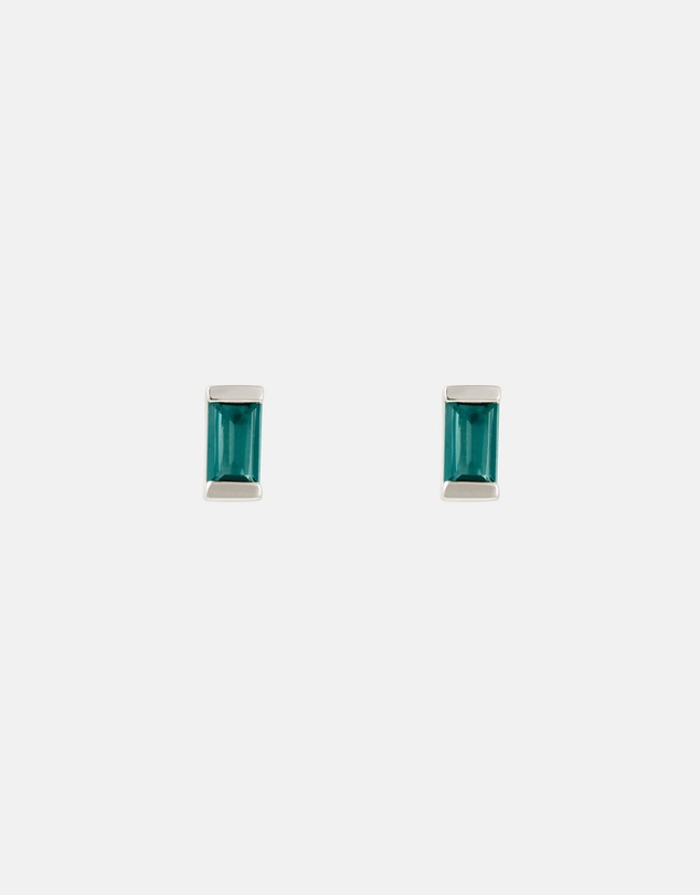 Kirstin Ash - Baguette Birthstone Studs September - London Blue Topaz