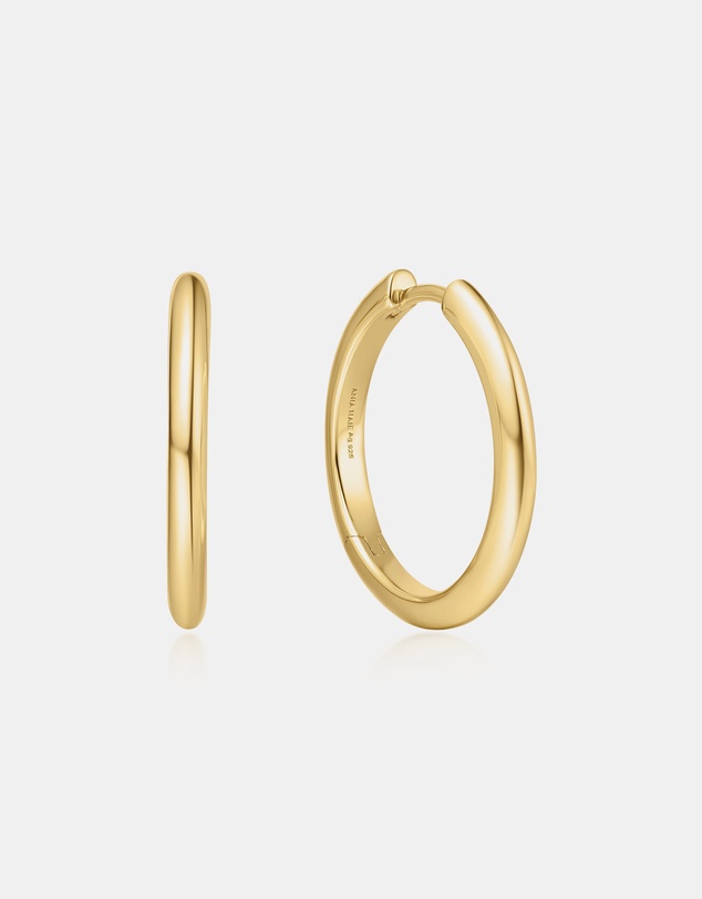 Ania Haie - Gold Tube Medium Hoop Earrings