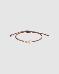 Elli Jewelry - Bracelet Circle Geo Minimal with Nylon Brown in 925 sterling silver gold plated
