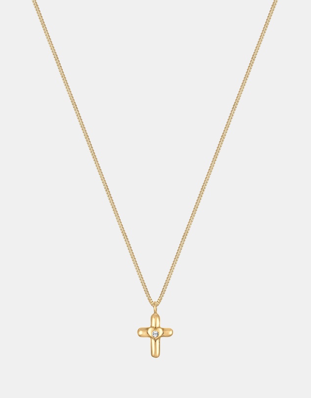 Elli Jewelry - Heart Crystal Kids Necklace in Gold-Plated 925 Silver