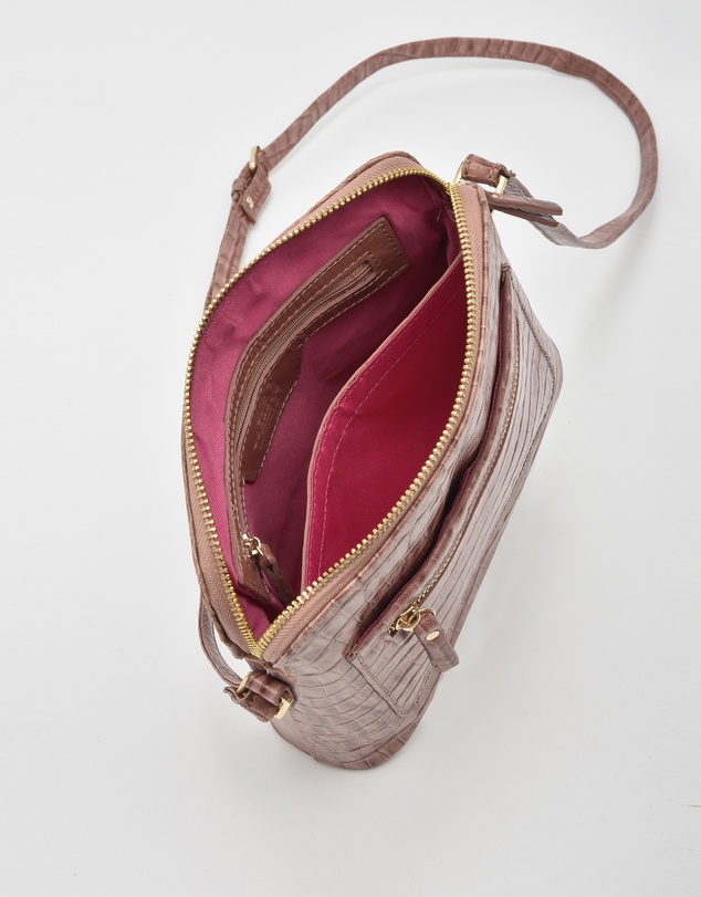 Cobb & Co - Kingsley Croc Leather RFID Safe Crossbody
