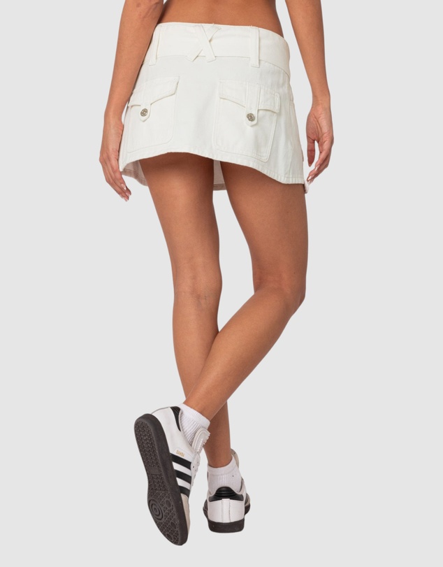 EDIKTED - Belted Denim Wrap Mini Skirt