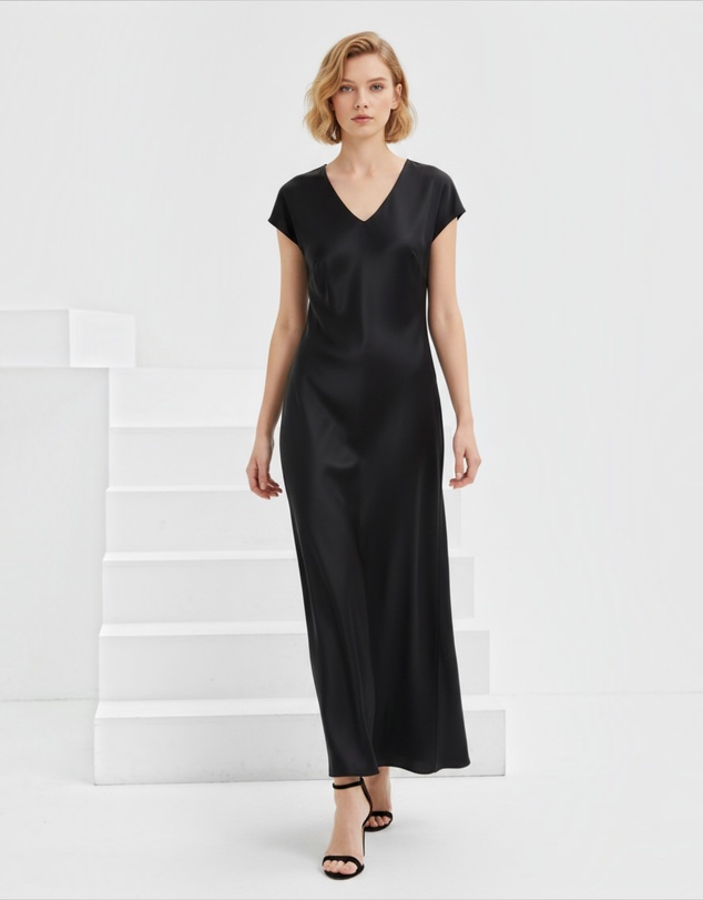 Mossée - Juliette V Neck Silk Dress