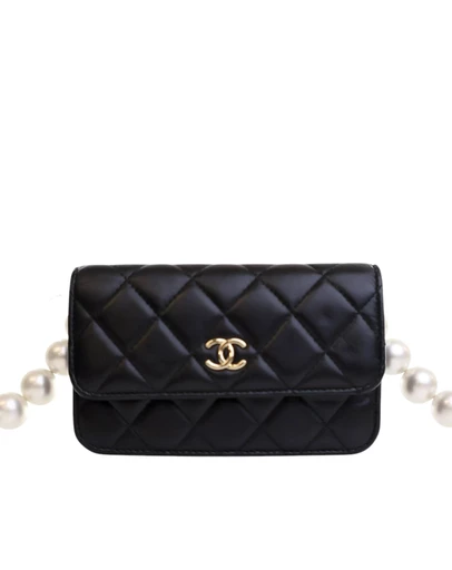 Pre-Loved by Azura Reborn - Pre-Loved Quilted Lambskin Maxi Pearls Clutch With Chain