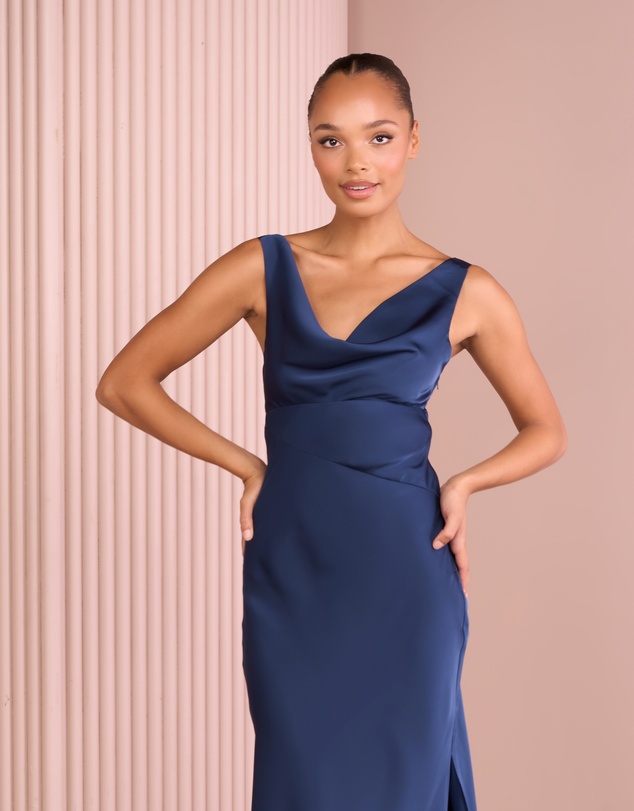 Azzurielle - Ultra Cowl Neck Satin Gown