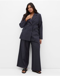 City Chic - Plus size Karla Pinstripe Blazer - navy