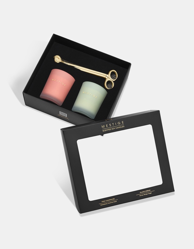 Mestige - 2 Candle & Trimmer Gift Set- Pink Champagne and Island Dream