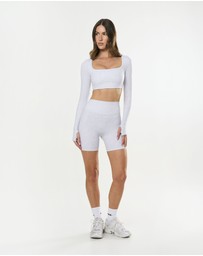 STAX. - Square Neck Cropped Long Sleeve Airlyte - Grey Marle