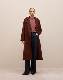 Trenery - Wool Cashmere Sparkle Crew in Red Mahogany