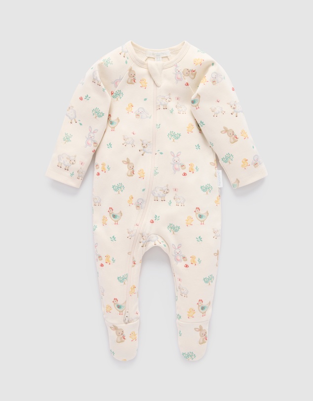 Purebaby - Bunny Cheer Thick Zip Growsuit -Kids-Babies