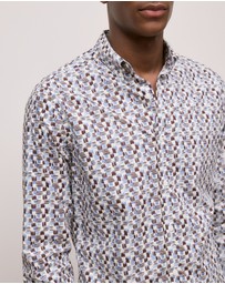 Trenery - Regular Fit Reed Poplin Long Sleeve Shirt in Auburn