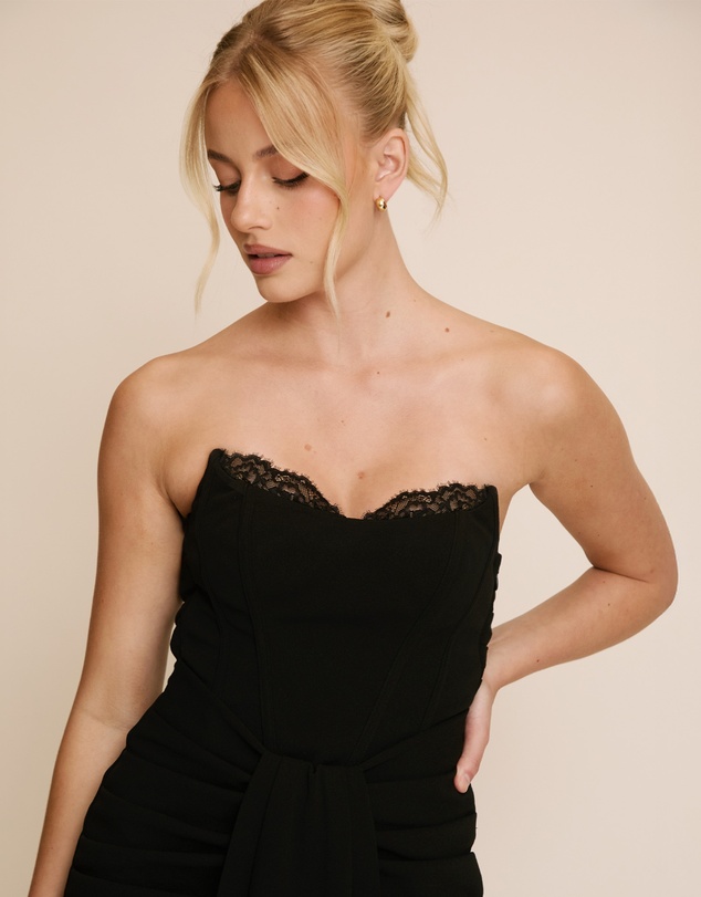 Six Stories - Lace Cup Boned Bandeau Midi Dress