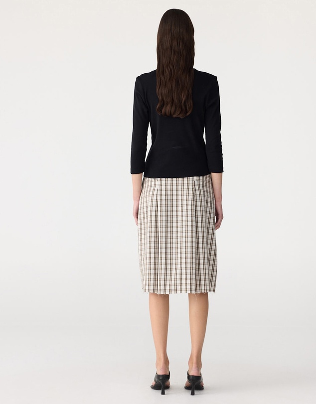 Bassike - Check Box Pleat Detail Skirt
