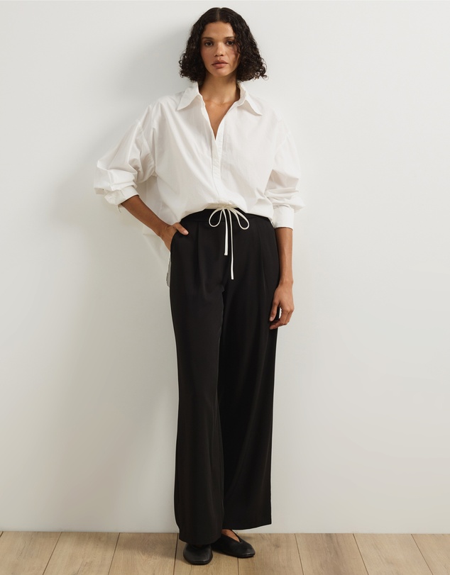 Atmos&Here - Cally Contrast Waist Wide Leg Pants