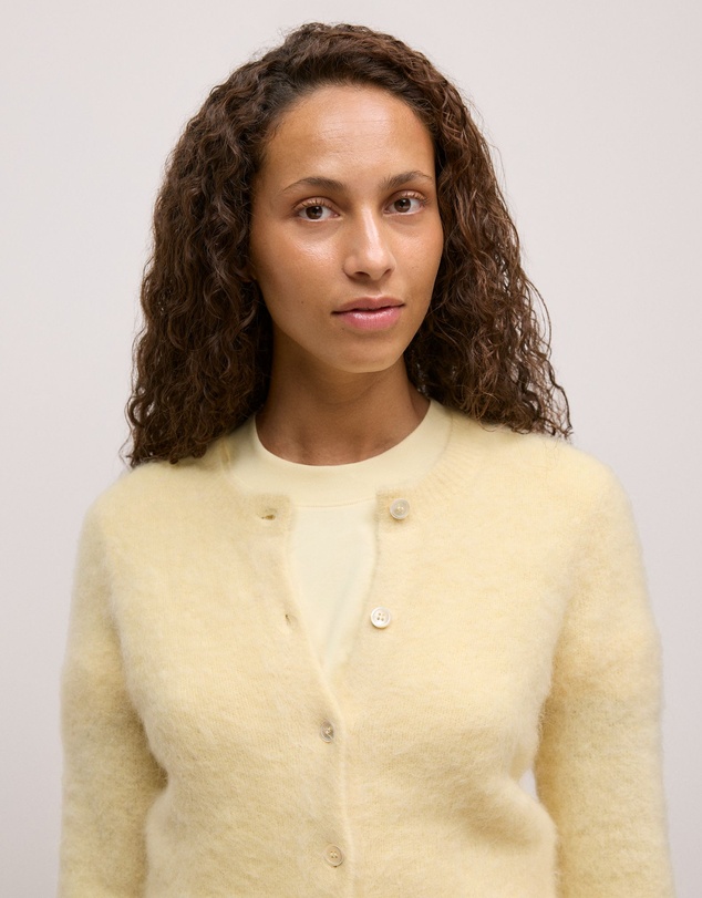 Trenery - Brushed Alpaca Button Through Cardigan in Winter Butter