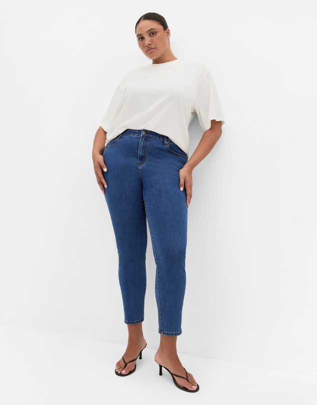 City Chic - Plus size Harley Fit Scarlet Skinny Leg Ankle Grazer Jean - mid wash