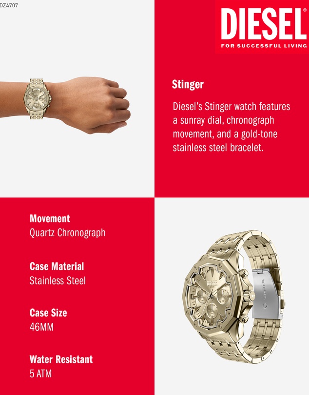 Diesel - Stinger Gold Tone Chronograph Watch
