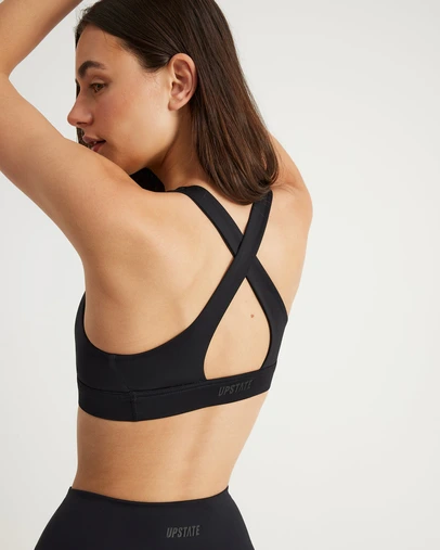Upstate - Contour+ Cross Over Crop - Black