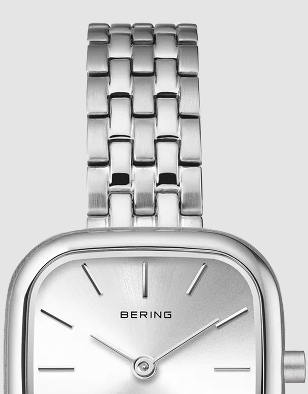 Bering - Bering Classic Ladies 26mm Square Case Silver Metal Strap Watch