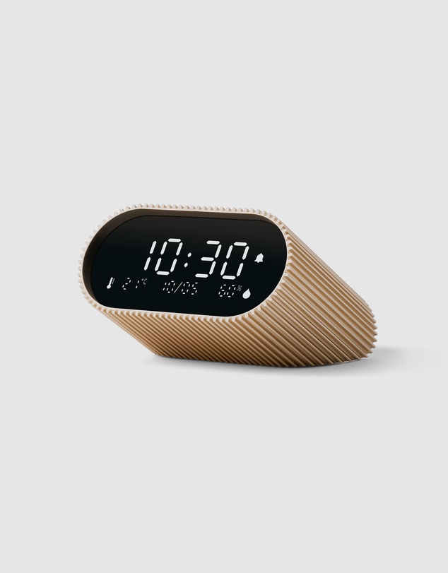 Lexon - Lexon Ray Clock Lcd Alarm Clock With Temperature / Humidity Display - Gold