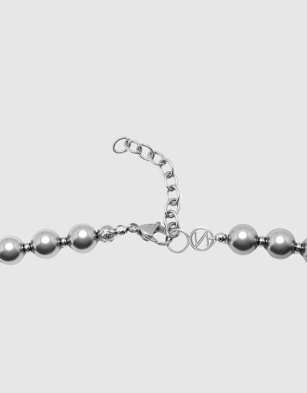 Nialaya Jewellery - 10mm Metallic Pearl Necklace with Silver