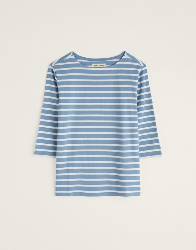 Seasalt - Seasalt Cornwall Blue Sailor 3/4 Sleeve Top Jersey