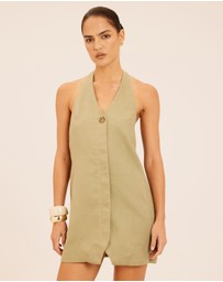 AERE - Zali Linen Halter Mini Dress